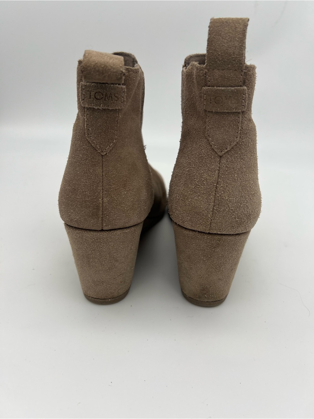 TOMS suede leather Wedge heels Chelsea Boots in tan beige women’s size 9 - Picture 6 of 9